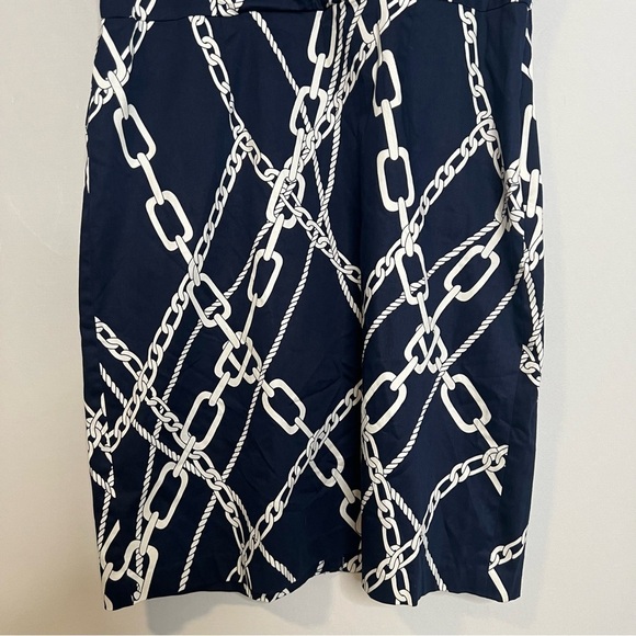 Lennie for Nina Leonard Cotton-Blend Chain-Print Nautical Dress. Size 16. - Picture 7 of 16